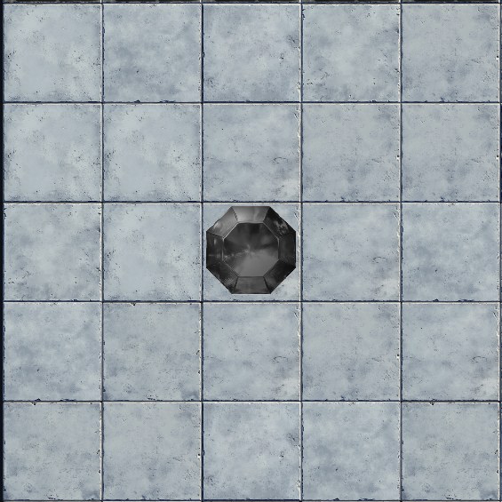 A white crystal on the board, unlit and dark.