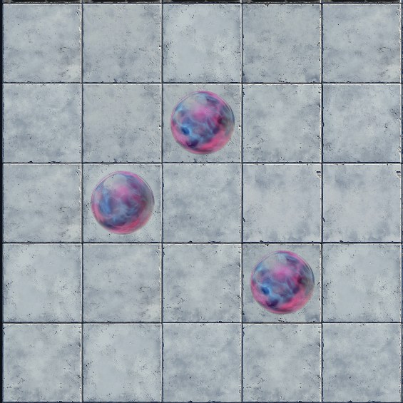 Three warps spread across the board, unlit.